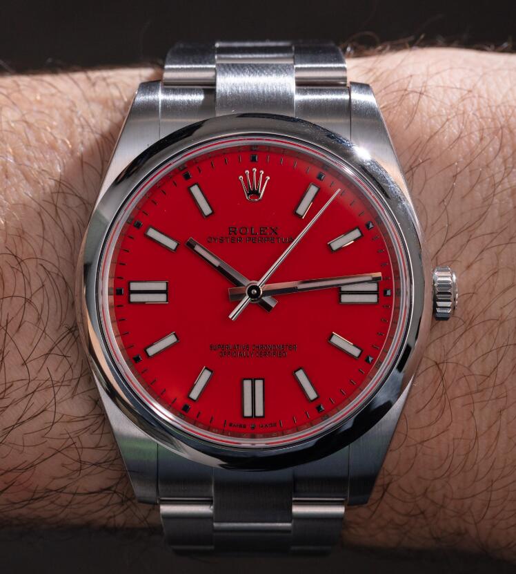 Rolex Oyster Perpetual 41 Uhren Replica,erhältlich Mit Korallen Roten Und Gelben Zifferblättern